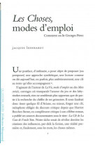 Les choses,modes d'emploi