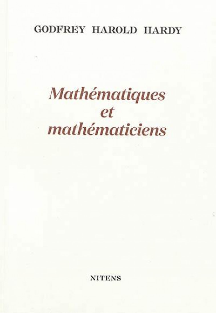 MATHEMATIQUES ET MATHEMATICIENS - HARDY G. - NITENS