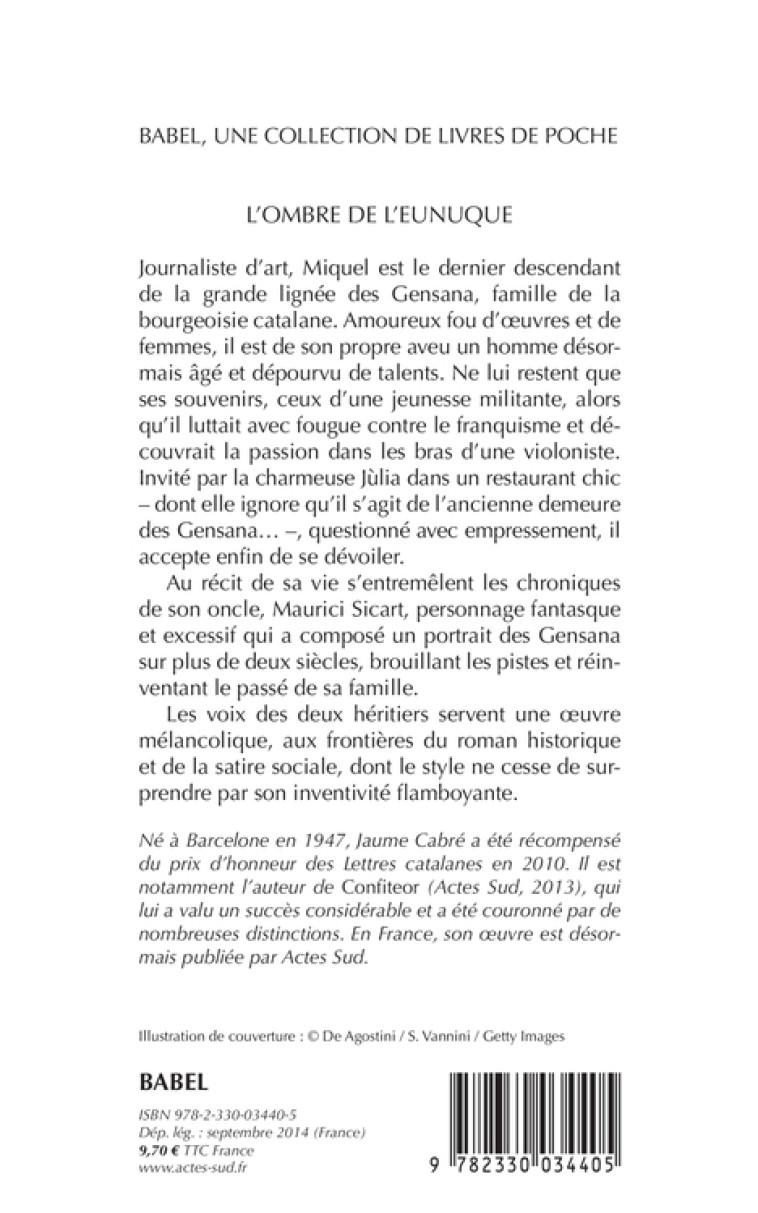 L-OMBRE DE L-EUNUQUE - Jaume Cabré - ACTES SUD