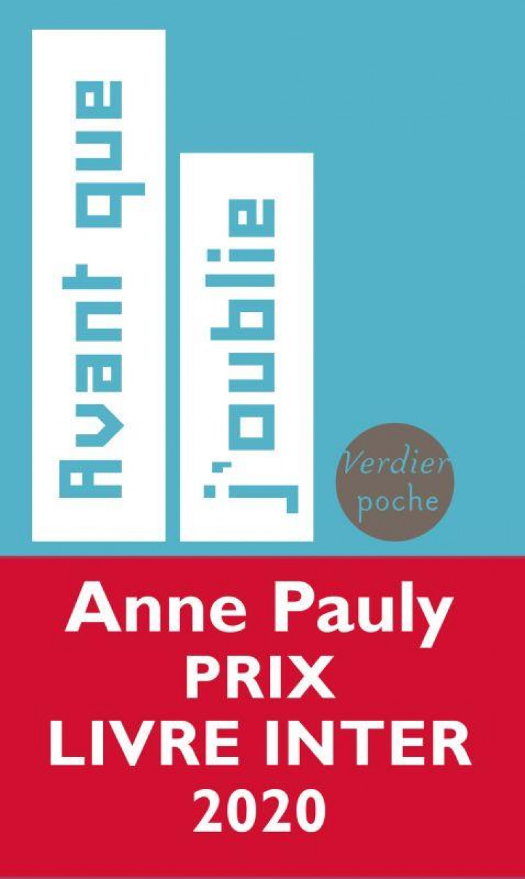 AVANT QUE J'OUBLIE - PAULY ANNE - VERDIER