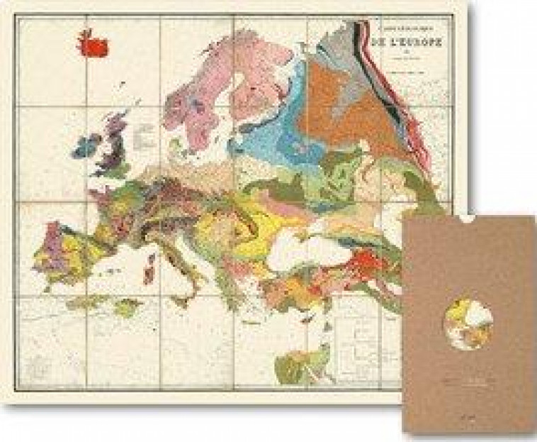 CARTE GEOGRAPHIE NOSTALGIQUE : CARTE GEOLOGIQUE DE L'EUROPE - DUMONT ANDRE HUBERT - RELIEFS