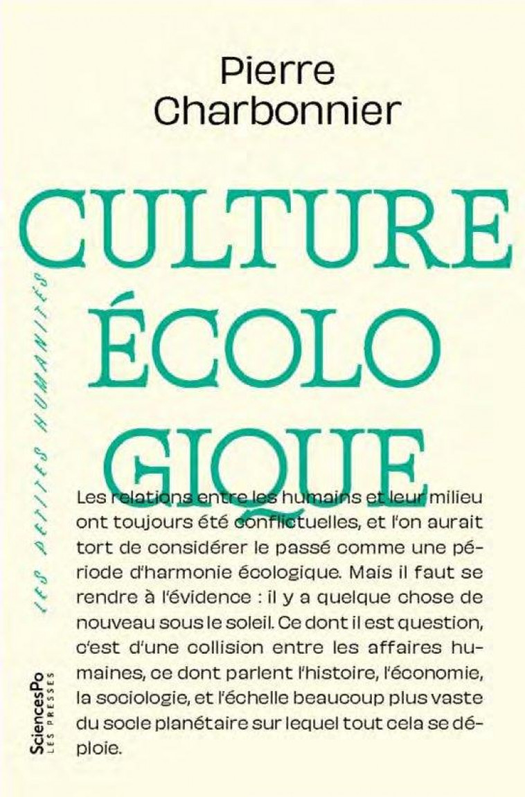 CULTURE ECOLOGIQUE - CHARBONNIER PIERRE - SCIENCES PO