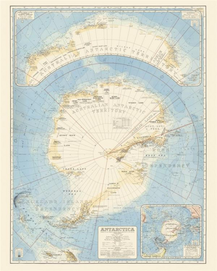 CARTE GEOGRAPHIE NOSTALGIQUE BNF - ANTARCTIQUE - PERCIVAL BAYLISS E. - RELIEFS