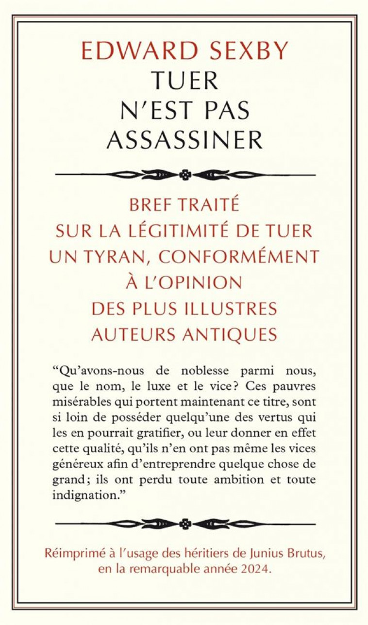 TUER N-EST PAS ASSASSINER - SEXBY - ALLIA