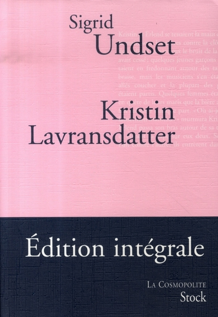 KRISTIN LAVRANSDATTER  -  TRILOGIE - UNDSET-S - STOCK