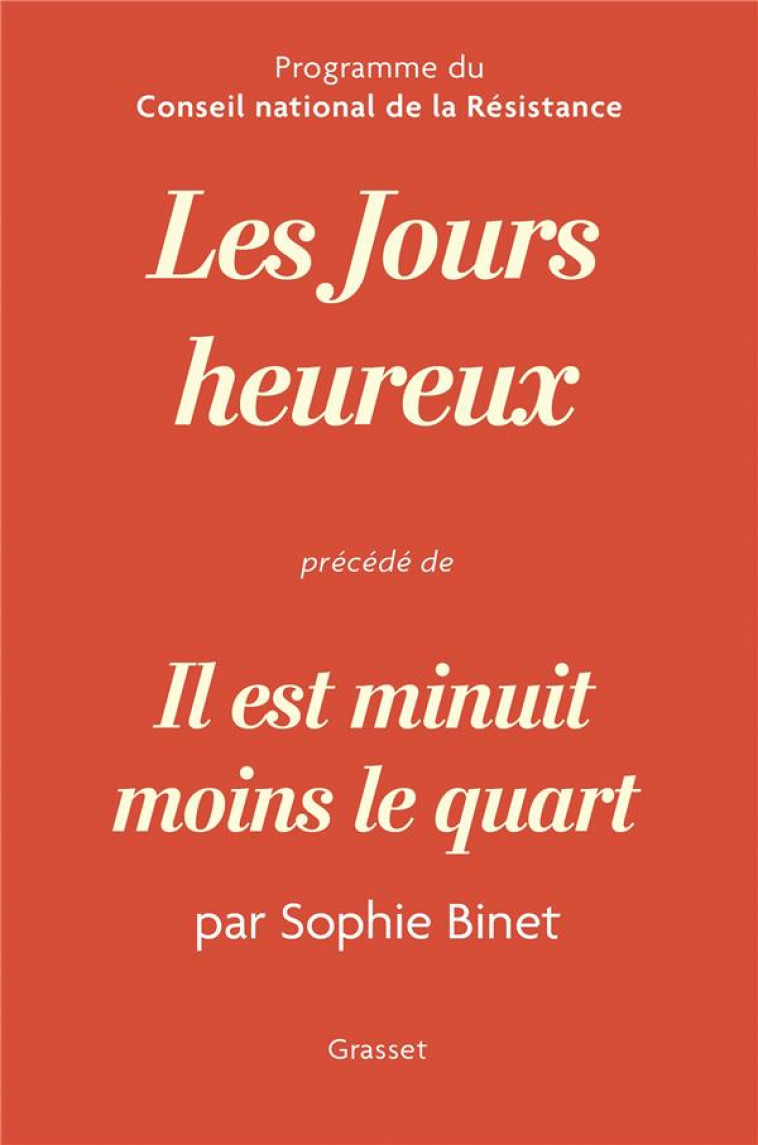 LES JOURS HEUREUX - BINET - GRASSET