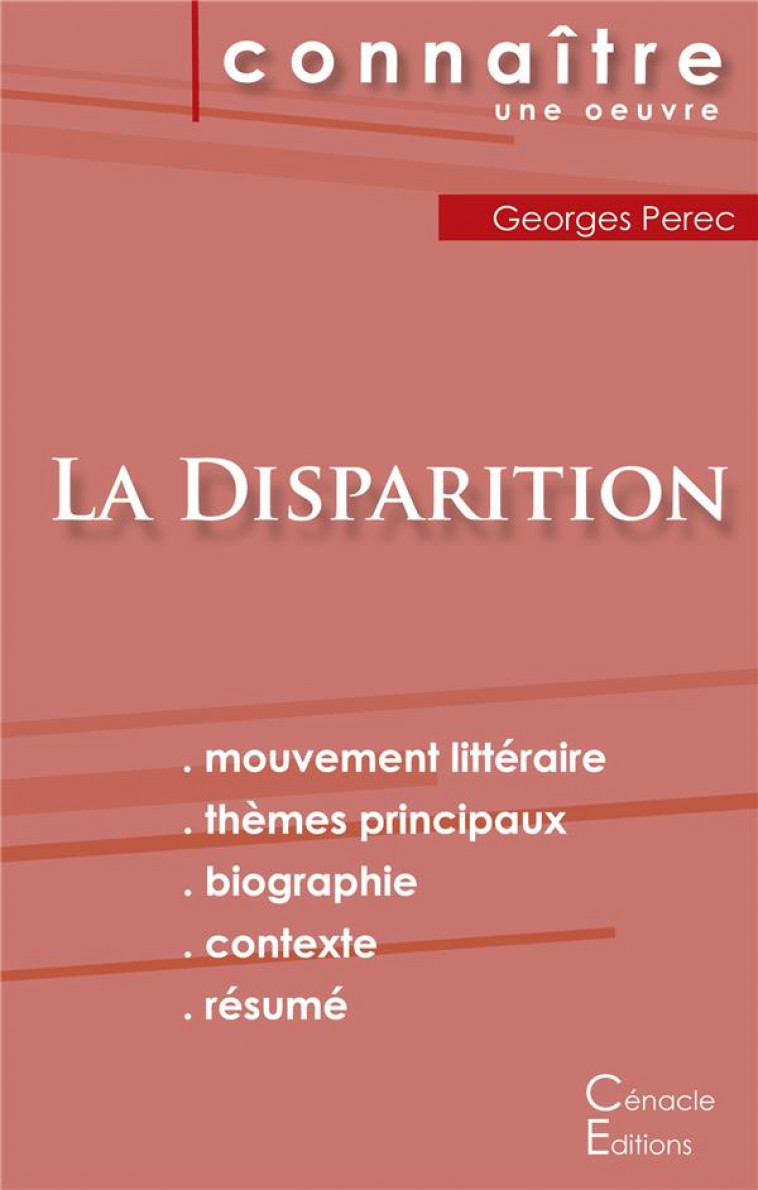 LA DISPARITION, DE GEORGES PEREC - COLLECTIF - EBOOK MALIN