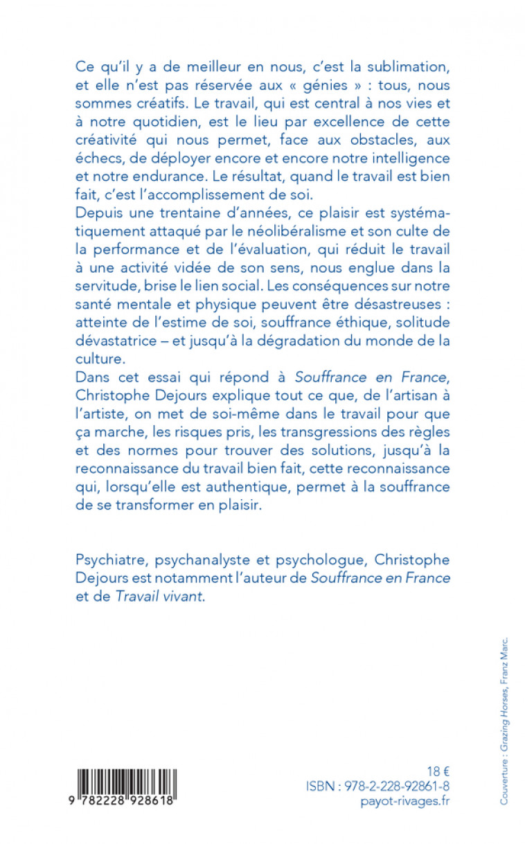 Ce qu'il y a de meilleur en nous - Christophe Dejours - PAYOT