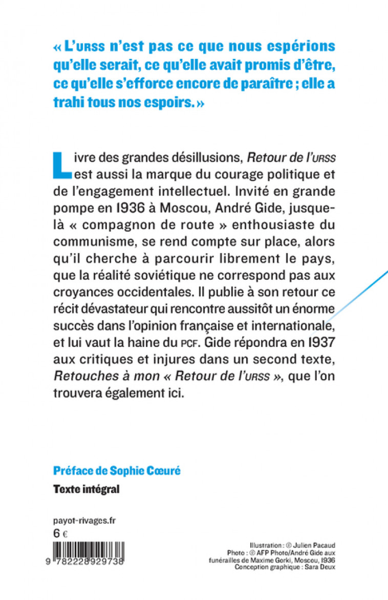 Retour de l'URSS - André GIDE - PAYOT