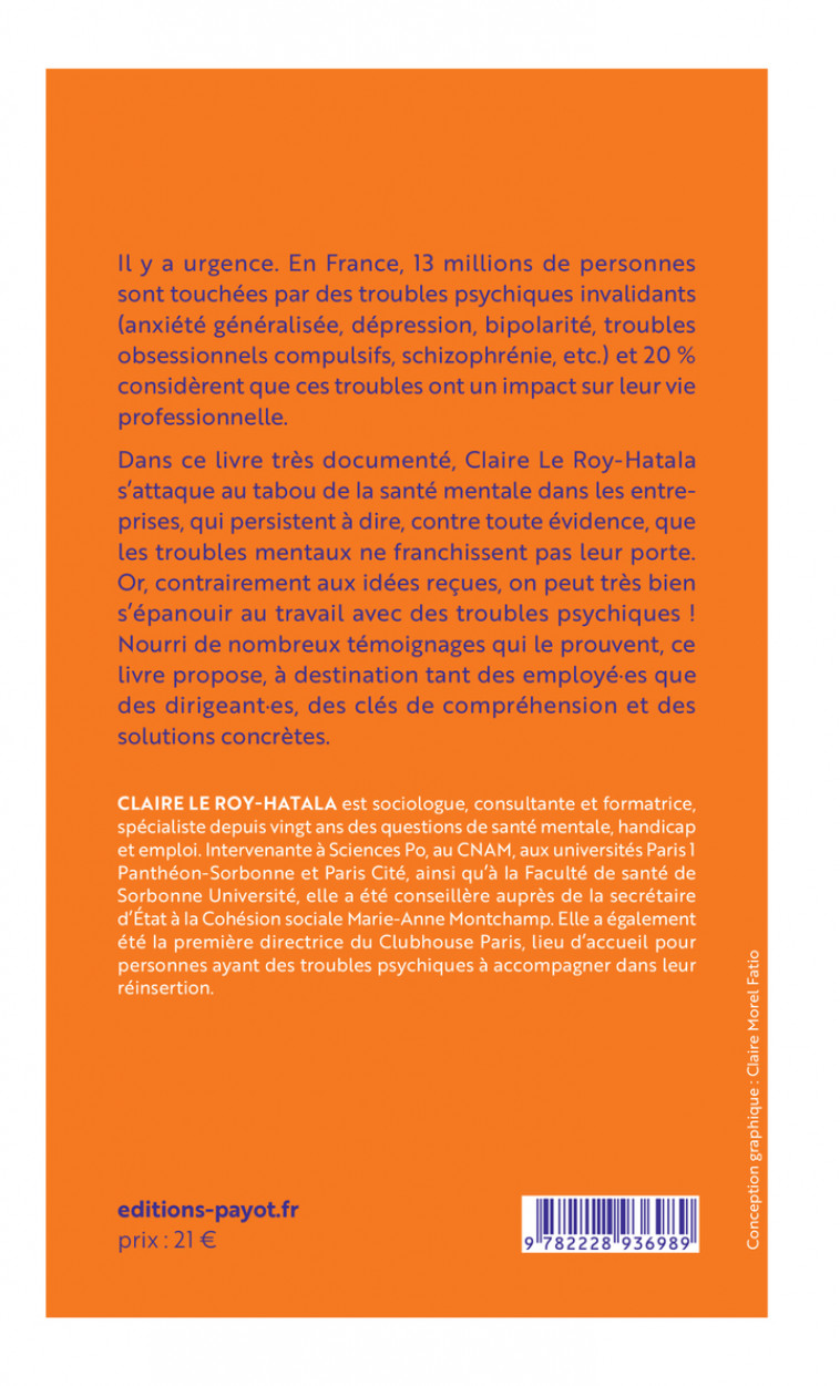 La vérité sur les troubles psychiques au travail - Claire Le roy-hatala - PAYOT