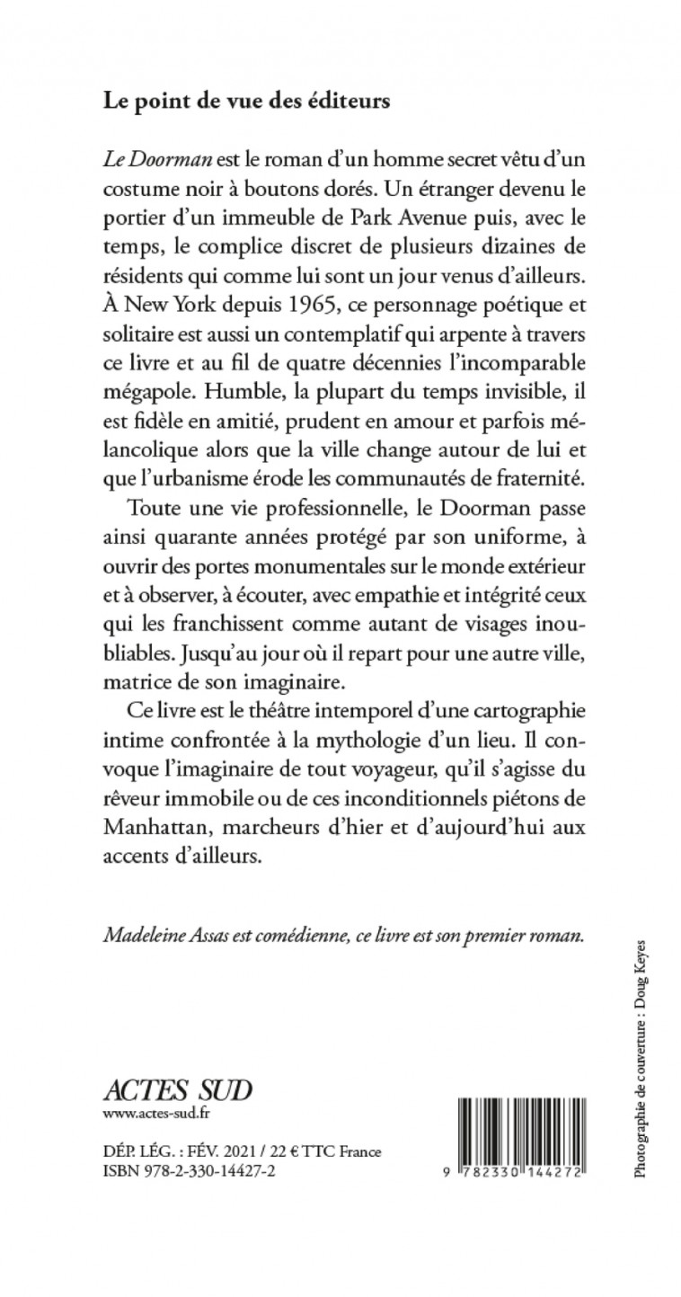 Le Doorman - Madeleine Assas - ACTES SUD