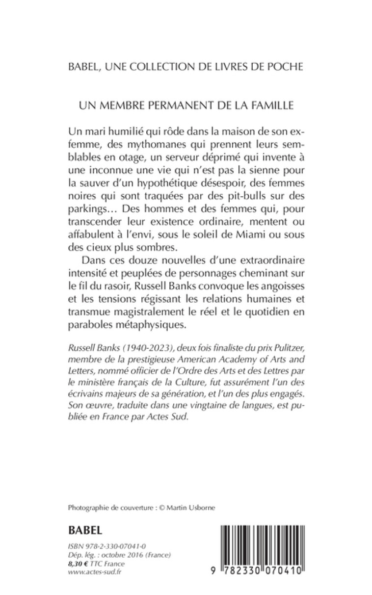 Un membre permanent de la famille - Russell Banks - ACTES SUD