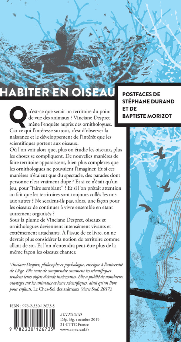 Habiter en oiseau - Vinciane Despret - ACTES SUD