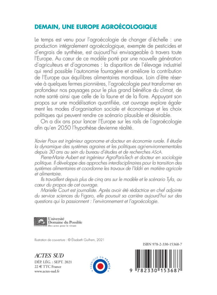 Demain, une Europe agroécologique - Marielle Court - ACTES SUD