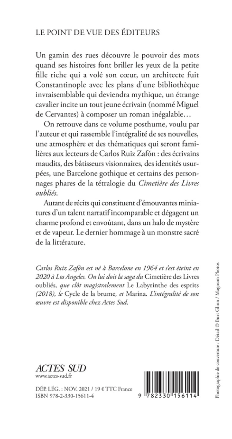 La Ville de vapeur - Carlos Ruiz Zafón - ACTES SUD