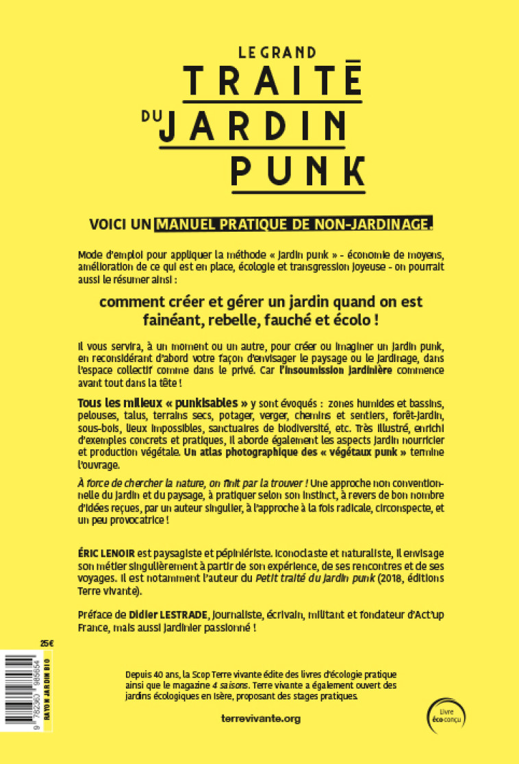 Le grand traité du jardin punk  - Éric Lenoir - TERRE VIVANTE