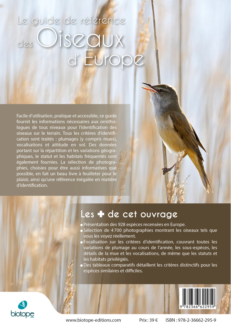 Guide des Oiseaux d'Europe - Hugh Harrop - BIOTOPE