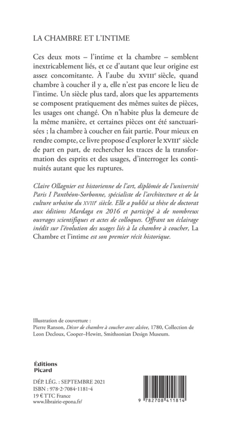 La Chambre et l'intime - Claire Ollagnier - PICARD