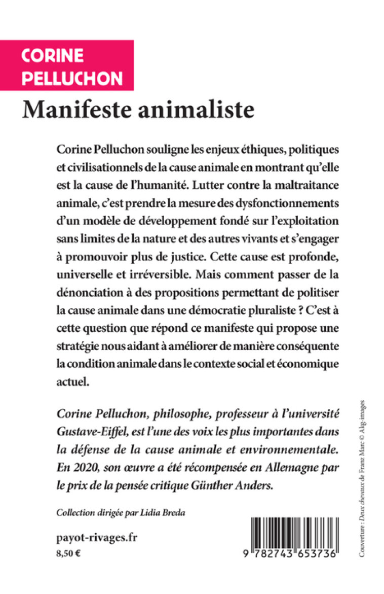 Manifeste animaliste - Corine Pelluchon - RIVAGES