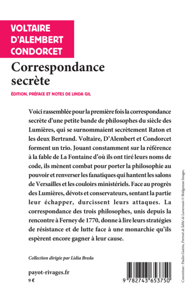 Correspondance secrète - Nicolas de Condorcet - RIVAGES