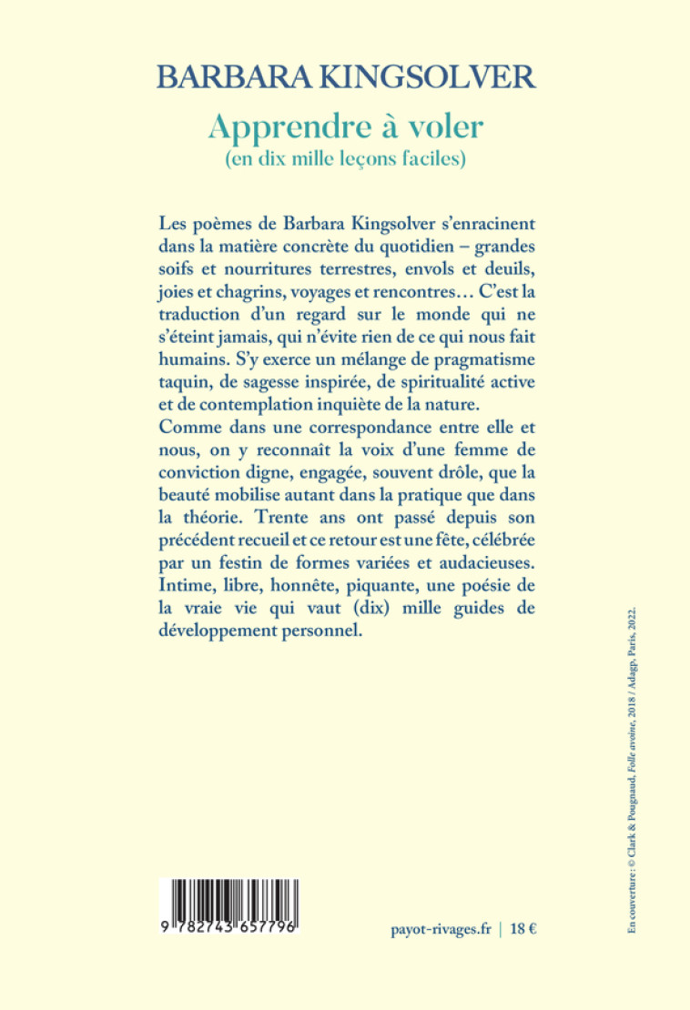 Apprendre à voler - Barbara Kingsolver - RIVAGES