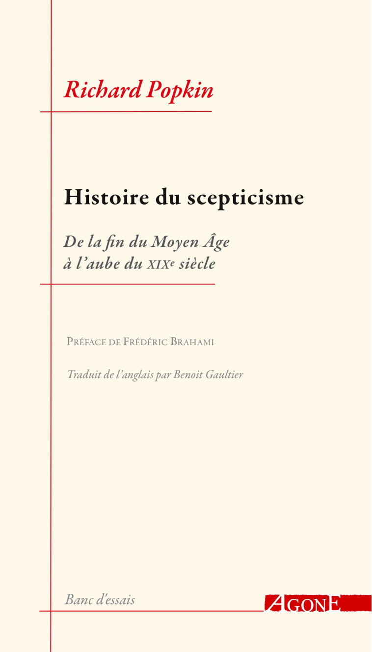 Histoire du scepticisme - Richard Popkin - AGONE