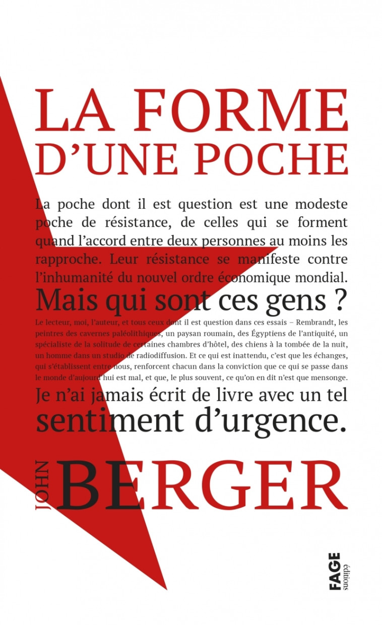 La forme d'une poche - John BERGER - FAGE